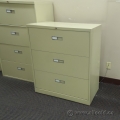 Beige 3 Drawer Lateral File Cabinet, Locking
